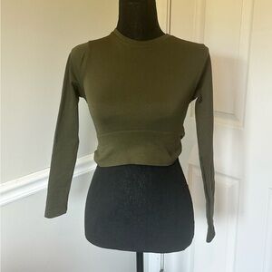 Aerie offline Green Fitted Long Sleeve crop top
